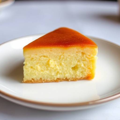 A moist slice of Malva Pudding served with custard, showcasing its spongy texture and caramelised top.