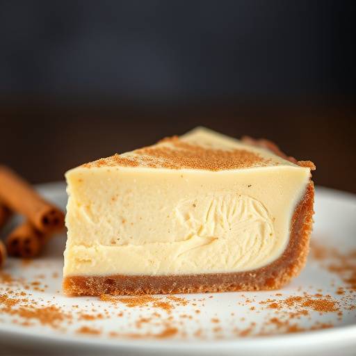 A slice of creamy Melktert with a sprinkle of cinnamon