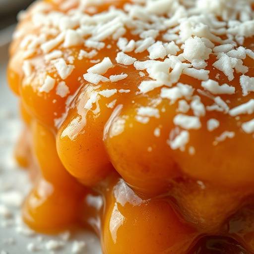 Close-up of Hertzoggies, showing the apricot jam and coconut topping